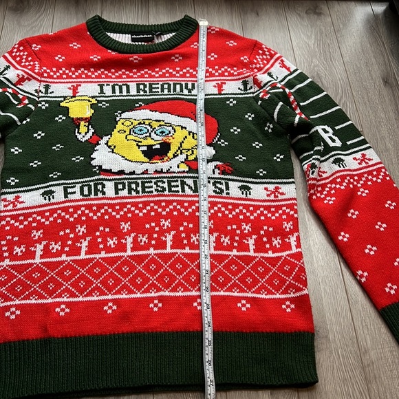 SpongeBob SquarePants Knit Ugly Christmas Sweater “I’m Ready For Presents” Sz M - Picture 6 of 9